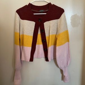 Wild fable colorblock crop button up sweater cardigan